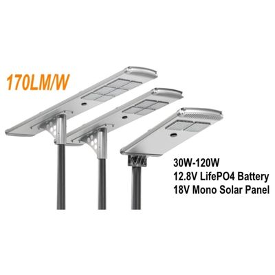 Réverbères extérieurs actionnés solaires de lumens élevés 170lm/w 60W SMD IP65 pour la route